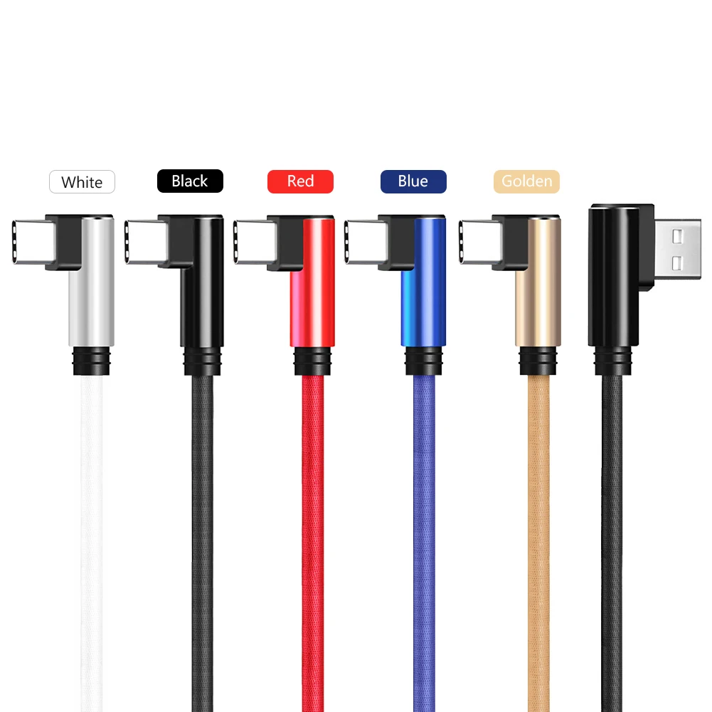 27 см 1 м 5 2 3 2A USB Type C кабель 90 градусов локоть для Samsung S20 Xiaomi Redmi Быстрая зарядка шнур