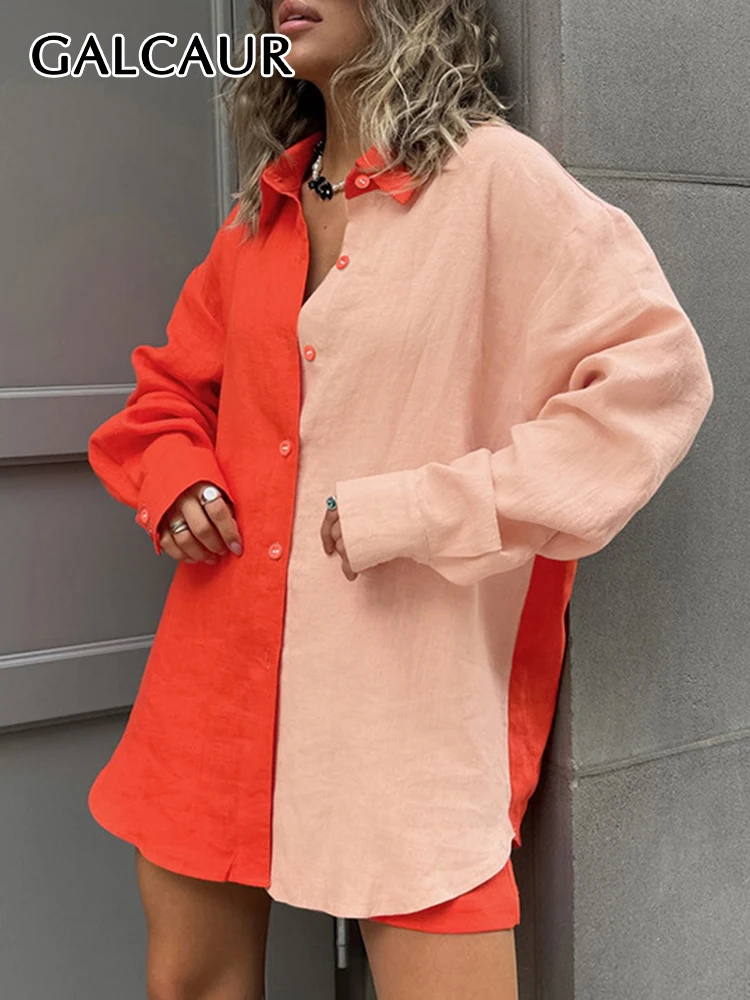 

Комплект из двух предметов GALCAUR для женщин, однобортный Топ с отложным воротником и длинным рукавом, свободные шорты с завышенной талией, лето