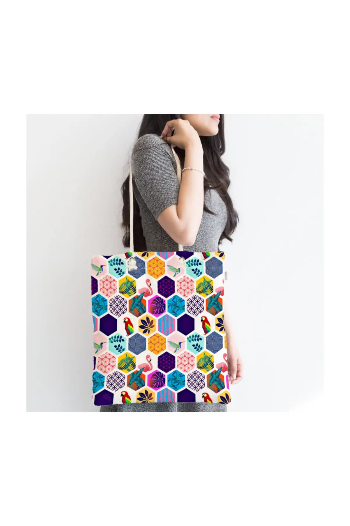 

Women Beach Bag Colorful Mosaic pattern Zipper Digital Printed Tote Bag Fashion Summer Large Shoulder Shopping Bags