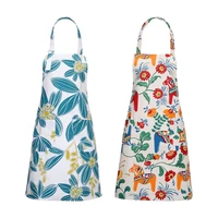2 pack set aprons kitchen with 2 pockets floral apron adjustable chef bakers cooking baking gardening restaurant pinafore