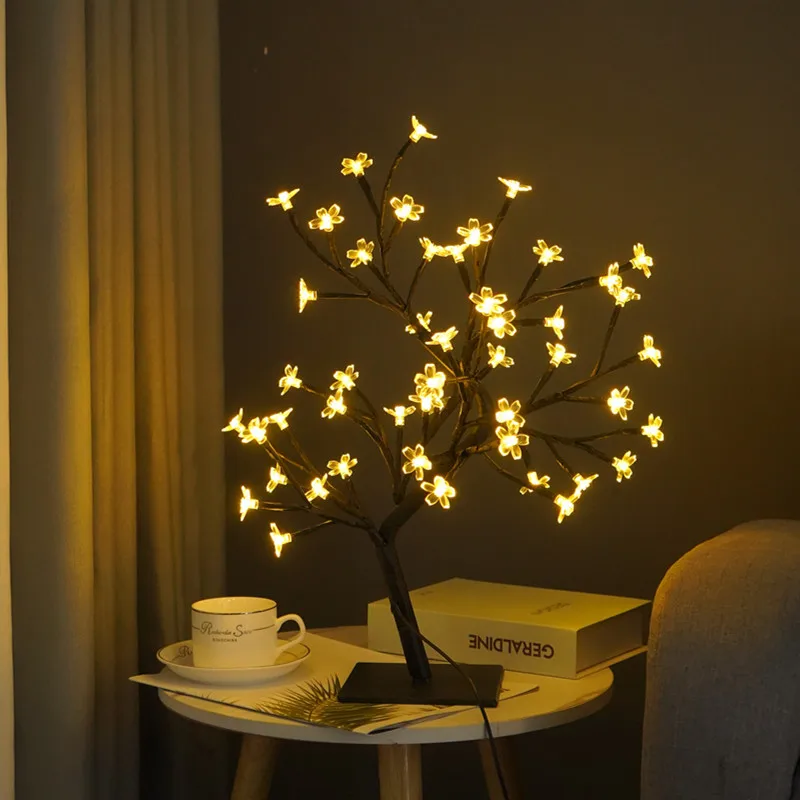 

Colored LED Cherry Blossom Lamp Tree Lamp Rose Maple Leaf Fiber Optic Flower Decoration Gift Room Decoration Small Night Light