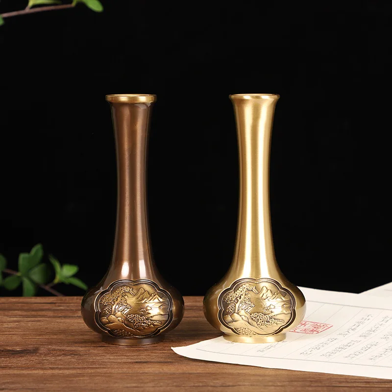 

Декоративная ваза из чистой меди, настольное украшение, Античная Гостиная, аксессуары для украшения дома