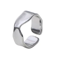 trendy silver color smooth irregular waves gold color ring geometric open finger ring for minimalist accessories gift wholesale