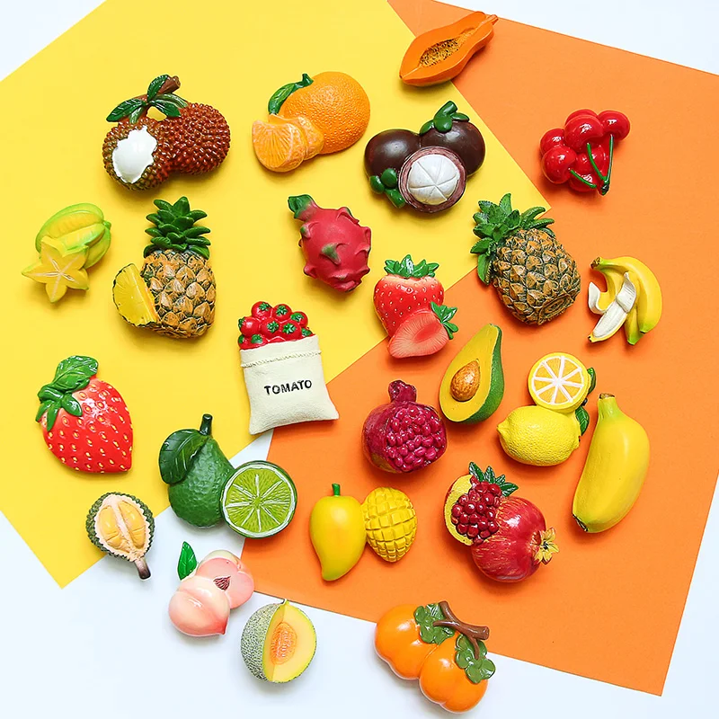 

3D Bionic Food Refrigerator Paste Fruit Model Magnets Home Decoration Banana Pineapple Lemon Strawberry Fridge Magnets