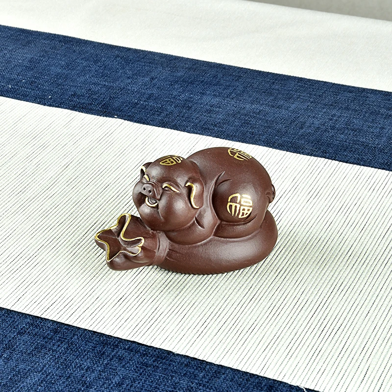 Фиолетовый глиняный чайный орнамент для домашних животных свиньи изысканный