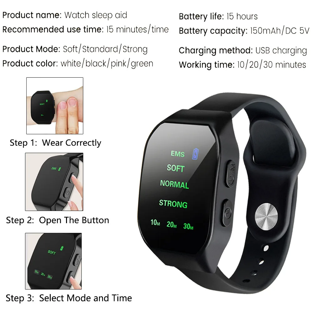 

Sleep Aid Watch Microcurrent Pulse Sleeping Anti-Anxiety Insomnia Hypnosis Device Relax Hand Massage Relief Pressure Relaxation