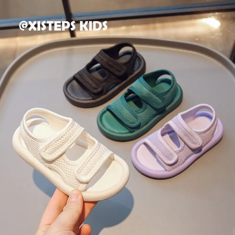 

XISTEPS 1-12Y Kids Sandals for Girls Boys Black Green Beige Purple Non-slip Beach Sandals Children Summer Toddler Shoes 2023