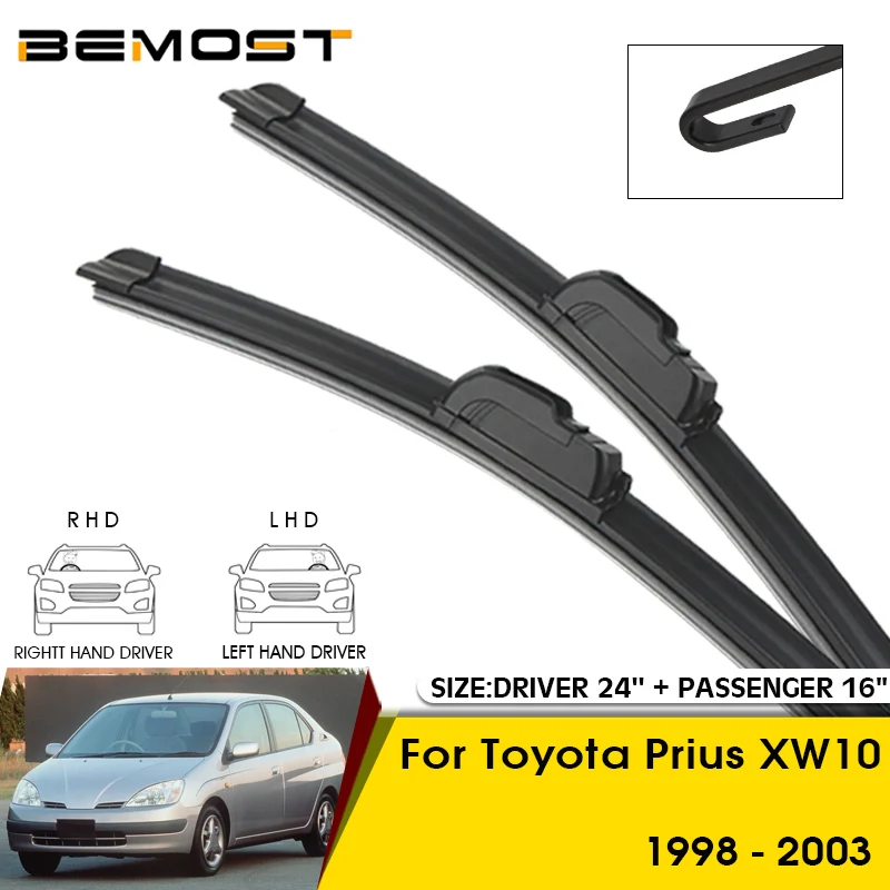 Автомобильные щетки стеклоочистителя для Toyota Prius XW10 1998-2003, лобовое стекло, передние стеклоочистители, 24 дюйма + 16 дюймов, автомобильные аксессуары Автомобильные щетки стеклоочистителя для Toyota Prius XW10 1998-2003, лобовое стекло, передние стеклоочистители, 24 дюйма + 16 дюймов, автомобильные аксессуары