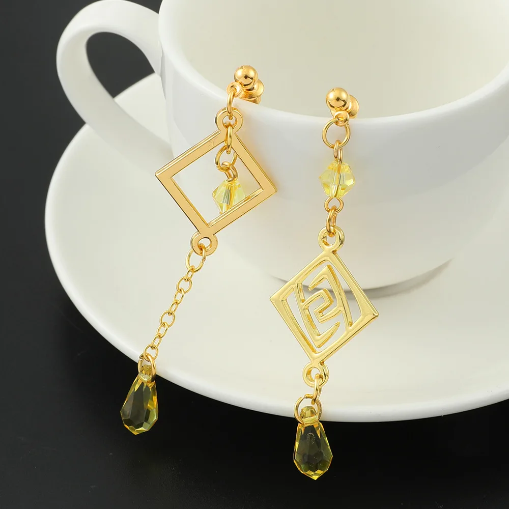 

Genshin Impact Reze Earrings Anime Cosplay Crystal Leaves Drop Earrings for Women Fashion Jewelry New Year's Gifts