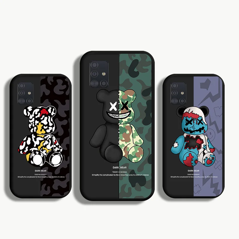 

Fashion Cool Bear Phone Case For Samsung Galaxy A73 A72 A71 A53 A52 A51 A50 A33 A32 A22 A13 A12 A02 A03S Cover TPU Soft Silicone