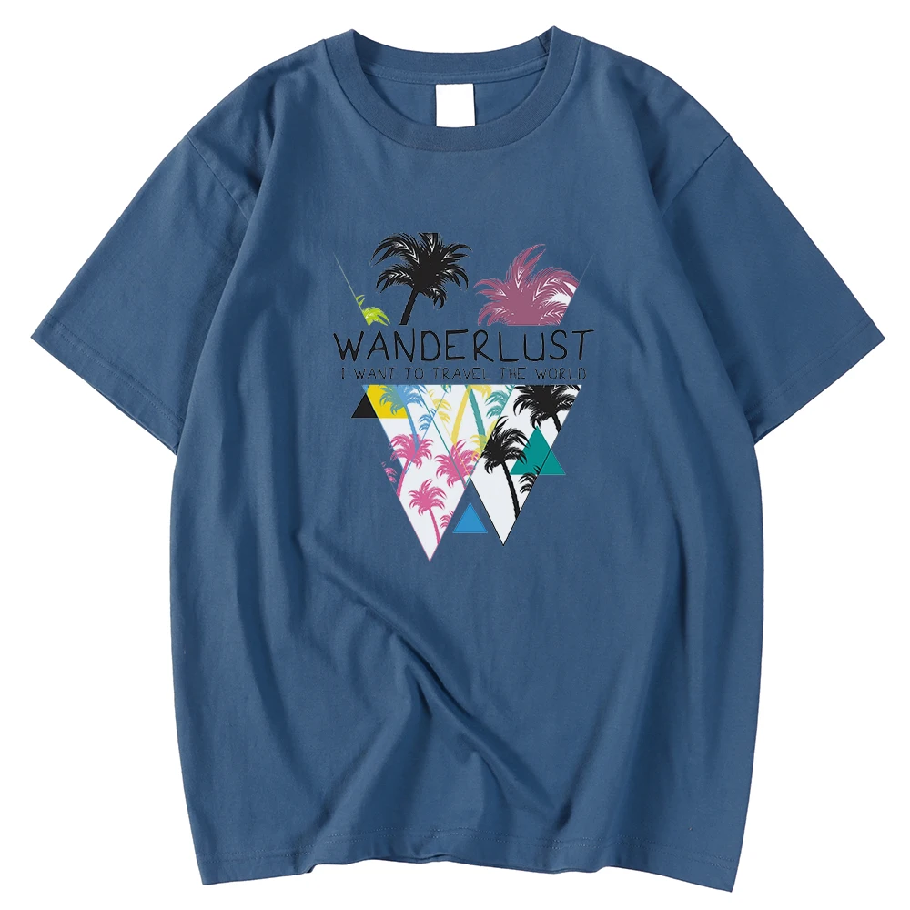 

Regular Sleeves Male Tshirts Spring Summer Tee Shirts Geometry Wanderlust Travel World Print Top Oversized S-Xxxl Tees Shirt Men