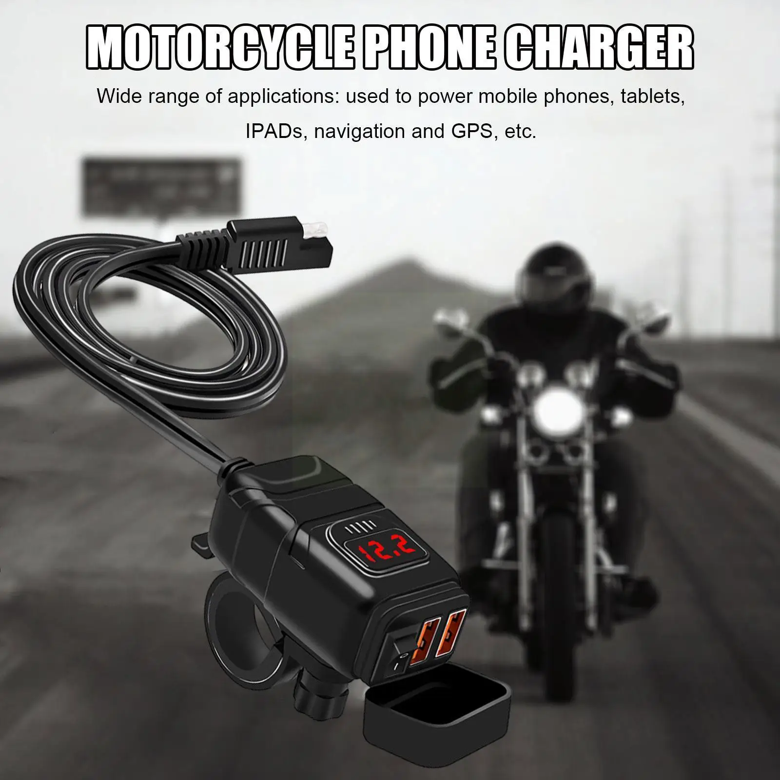 

Motorcycle Dual Usb Mobile Phone Charger 5/9/12v Car Smart With Display Meter Charger Voltage Waterproof Motorbike Modified Y5A5