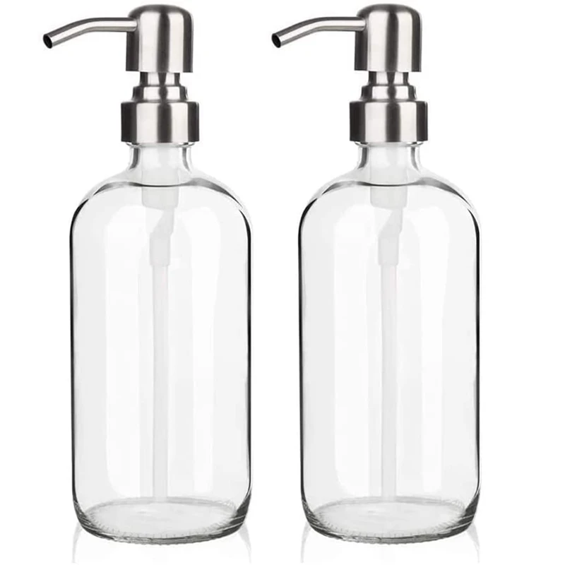 

Glass Soap Dispenser With Pump - Dish Soap Dispenser For Kitchen, Bathroom Glass Soap Dispenser 2 Pack