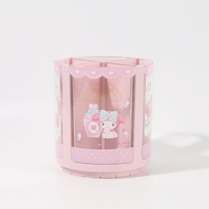 Kawaii Sanrio My Melody Kuromi Cinnamoroll Desktop Rotatable Pencil Holder Anime Girly Heart Cute High Capacity Drawer Box images - 6