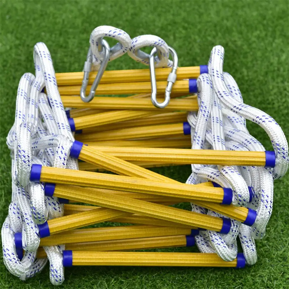 

Outdoor Emergency Fire Escape Ladder Safety Rope With Hooks 3M 10 FT Sturdy Safety Rope Portable For Kids Adults Outdoor Work