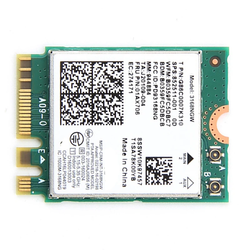 Двухдиапазонная беспроводная сетевая карта для Intel 3168 3168NGW 433 Мбит/с Bluetooth 4 2 802.11Ac