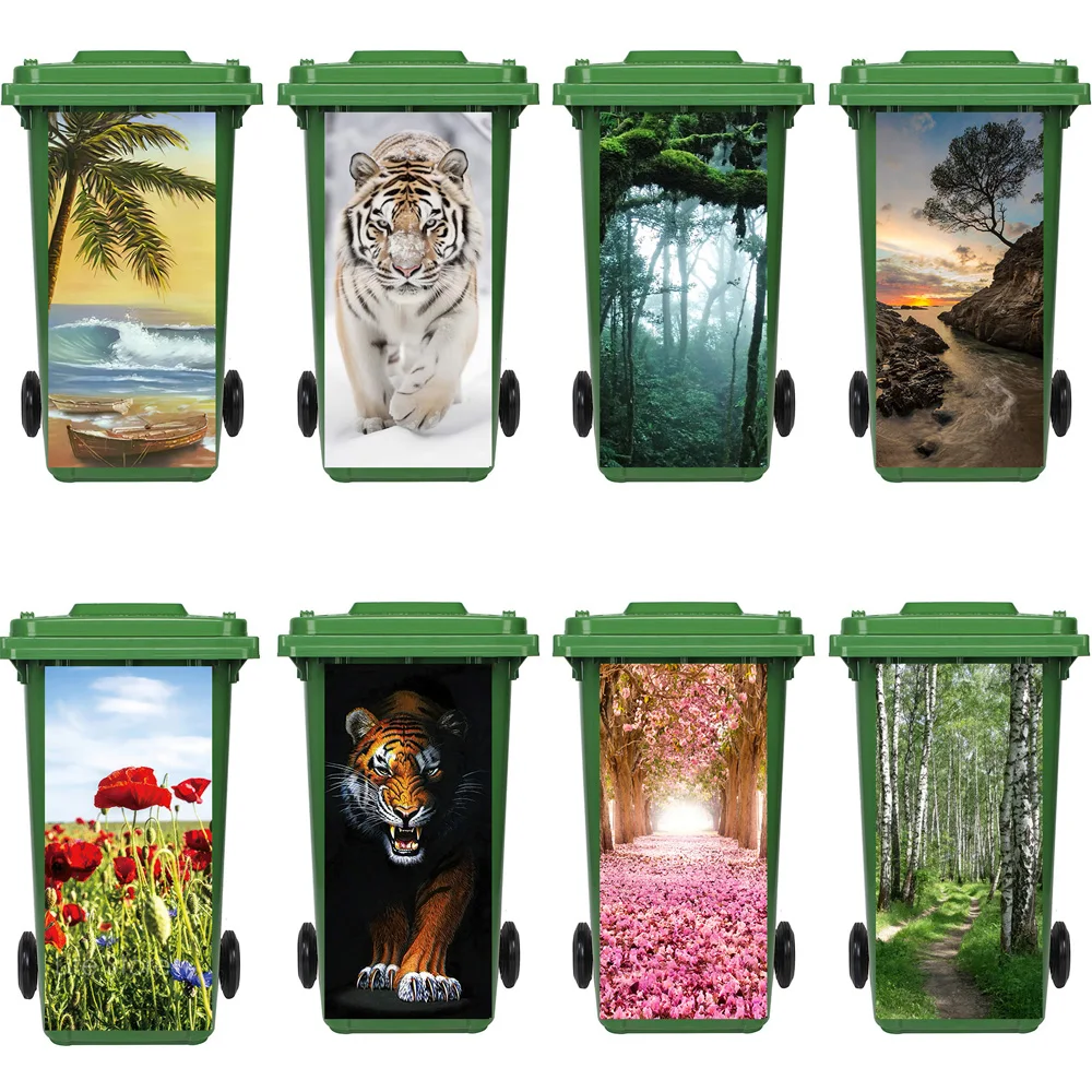 Вишневый цветок доска дорожный пейзаж мусорная корзина декоративная наклейка PVC