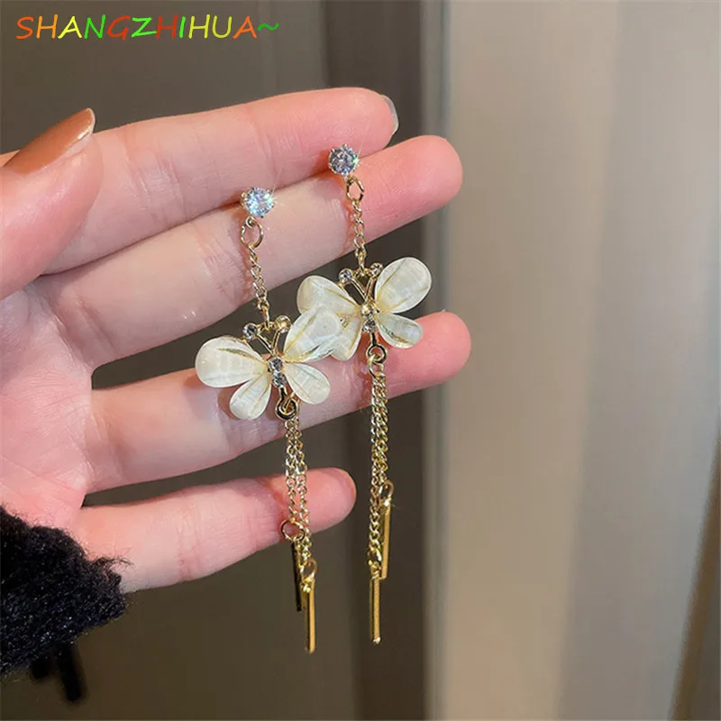 

SHANGZHIHUA 2022 New Korean Fashion Bow Luxury Tassel Earrings For Women's Unusual Jewelry Gift Accessories Wholesale
