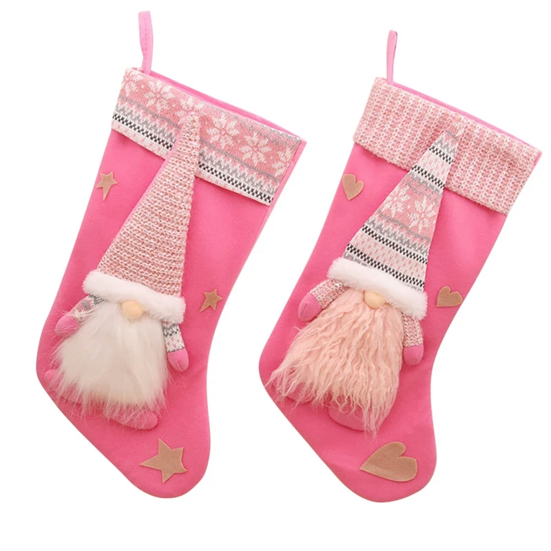 

2 Pcs Christmas Stockings, Xmas Stockings Decorations, Santa Claus Gift Candy Bag For Holiday Party Home Decoration