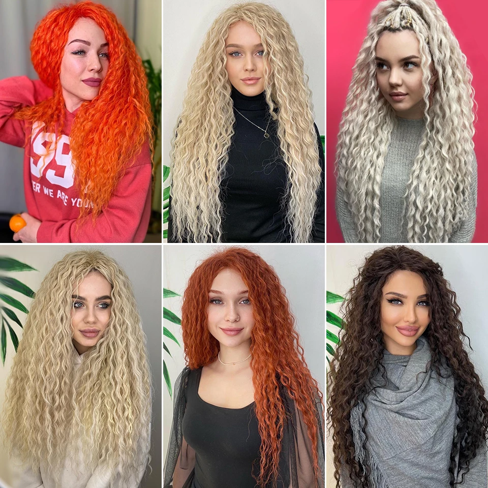 Ariel Curl Hair Water Wave Twist Crochet Hair Synthetic Deep Wave Braiding Hair Extension Ombre Blonde Pink 22 Inch Braid Hair