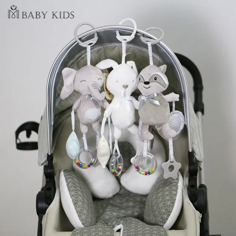 

INS Soft Infant Crib Bed Stroller Mobile Hanging Rattle Toys Baby Rabbit Elephant Cat Toy Trolley 0-12 Newborn Plush Educational