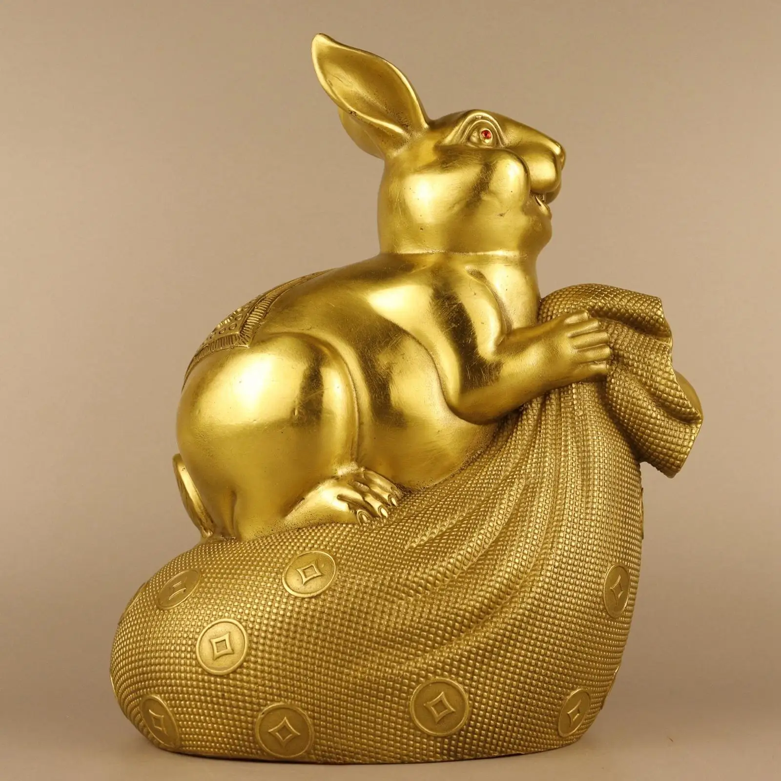 

Modern Rabbit Figurine Table Statue Office Crafts Indoor Copper Animal Sculpture for Living Room Bedroom Decoration Ornament