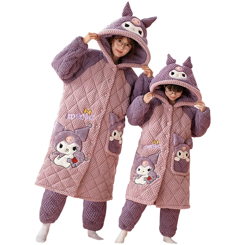 Kawaii зимняя ночная рубашка для девочек пижамы длинная стильная одежда отдыха