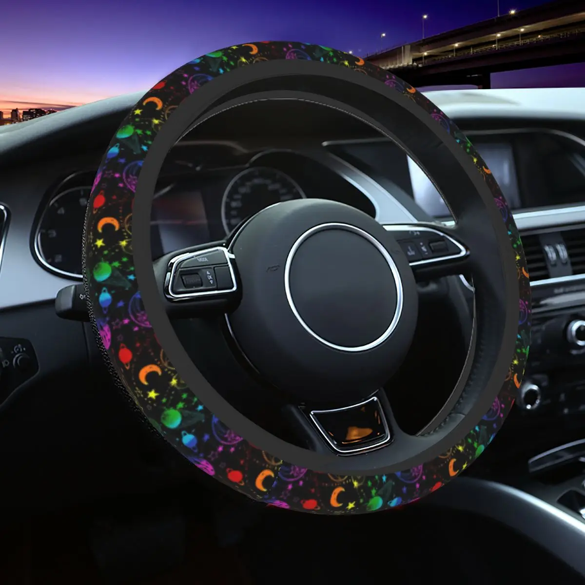 

Space чехол рулевого колеса автомобиля 38 см Moon Star Автомобильная Защита рулевого колеса, Эластичные аксессуары для автомобильного стайлинга и...