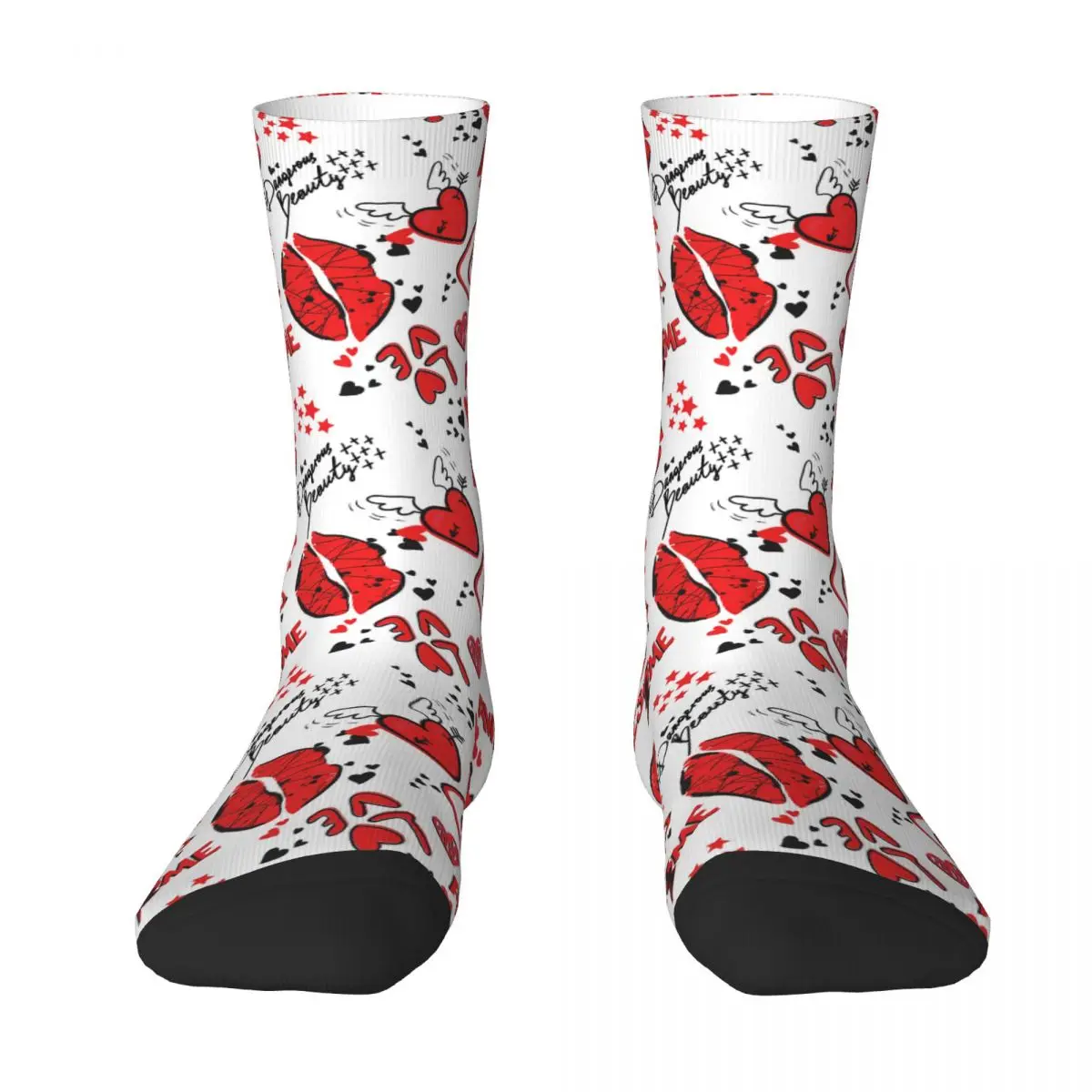 Seamless Pattern With Red Lips Xoxo And Hearts Adult Socks,Unisex socks,men Socks women Socks