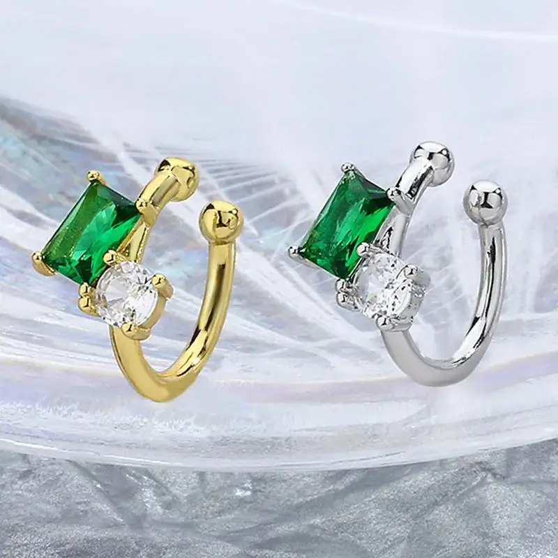 Очаровательные зеленые квадратные серьги-подвески