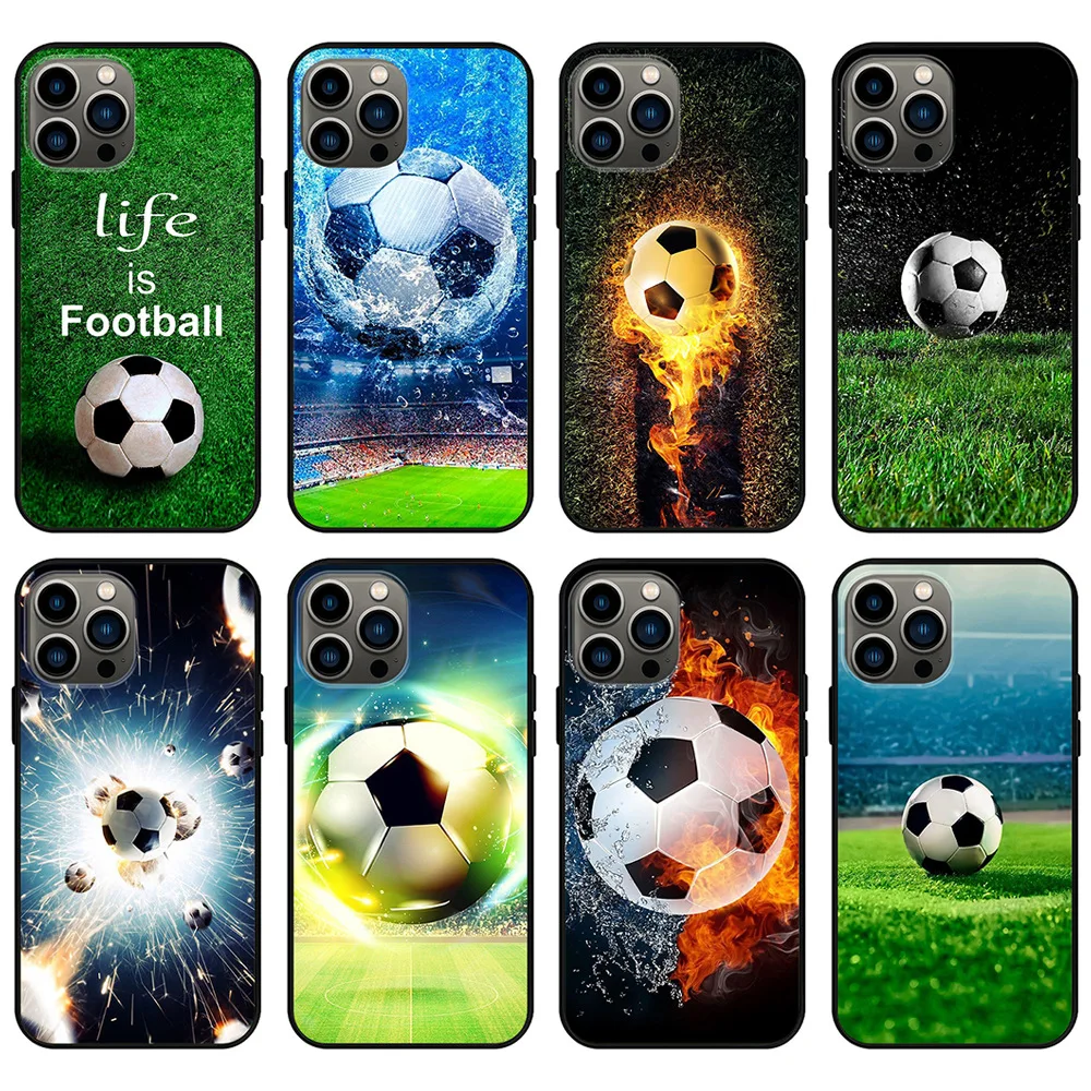 

Football Soccer Case For Apple iPhone 14 Pro Max 13 11 12 Mini SE 7 8 Plus X XS 6 6S Silicone Shell Phone Cover Soft TPU Funda