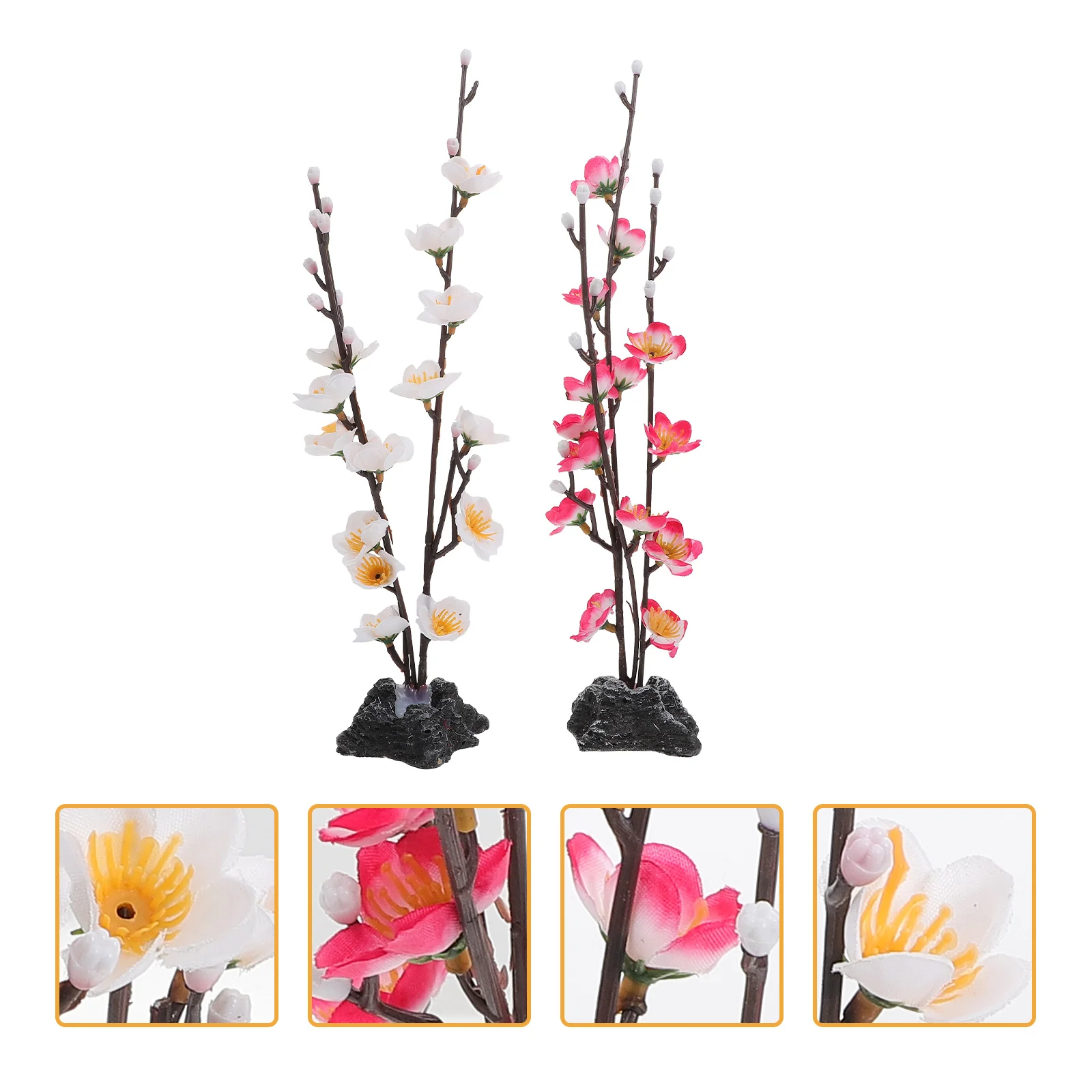 

2 Pcs Sushi Decoration Decorative Fake Flowers Simulation Mini Artificial Plants Novel Sashimi Plate Small Tree Vivid Simulated