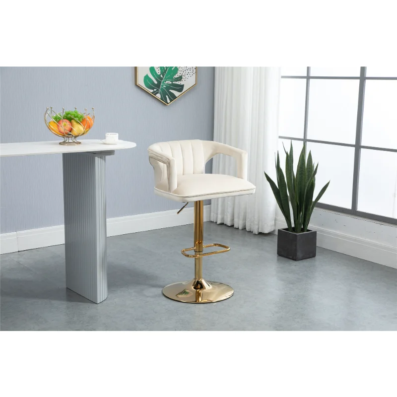 

COOLMORE Vintage Bar Stools with Back and Footrest Counter Height Dining Chairs Ivory Metal [US Stock]