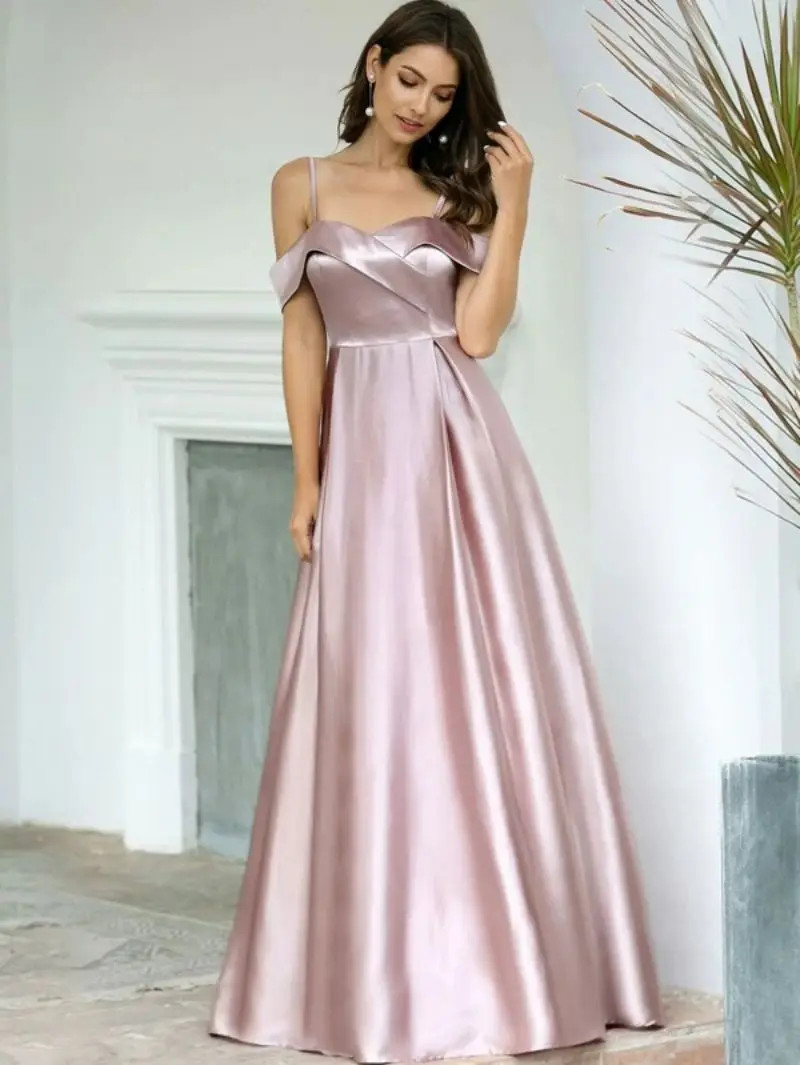 PLEINDI Luxury Evening Dresses One word collar A-LINE Short Sleeve Floor-Length Chiffon 2022 New of Exquisite Prom Women Dress