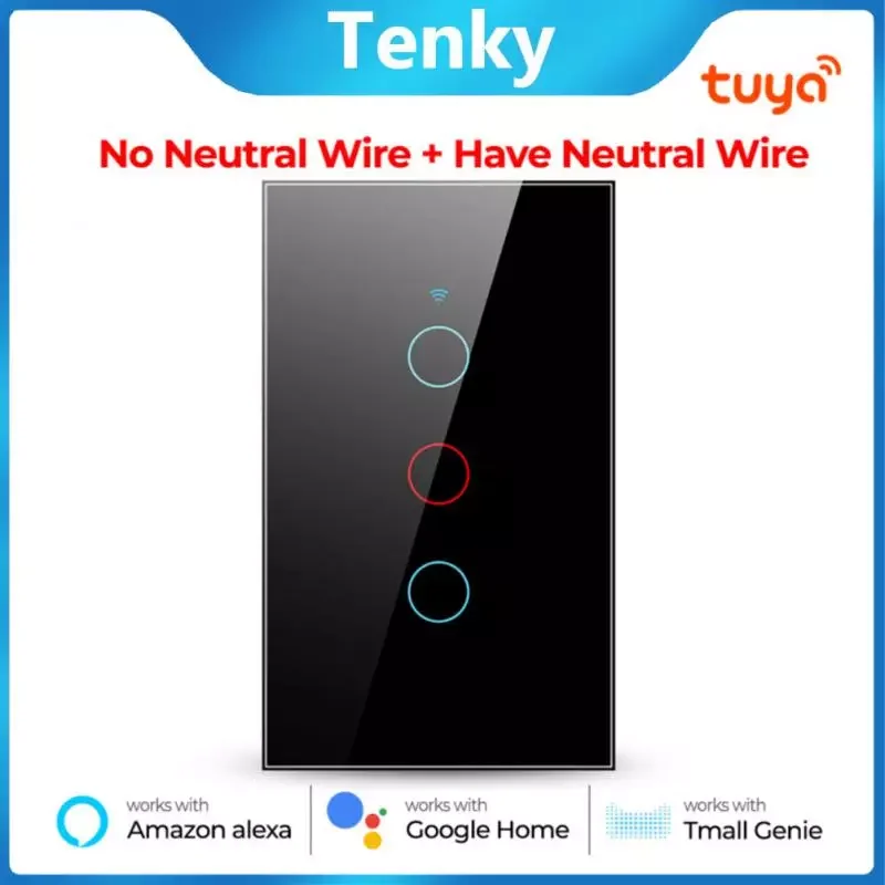 

Умный сенсорный выключатель Tenky, 1/2/3/4 клавиши, Wi-Fi + 433 МГц