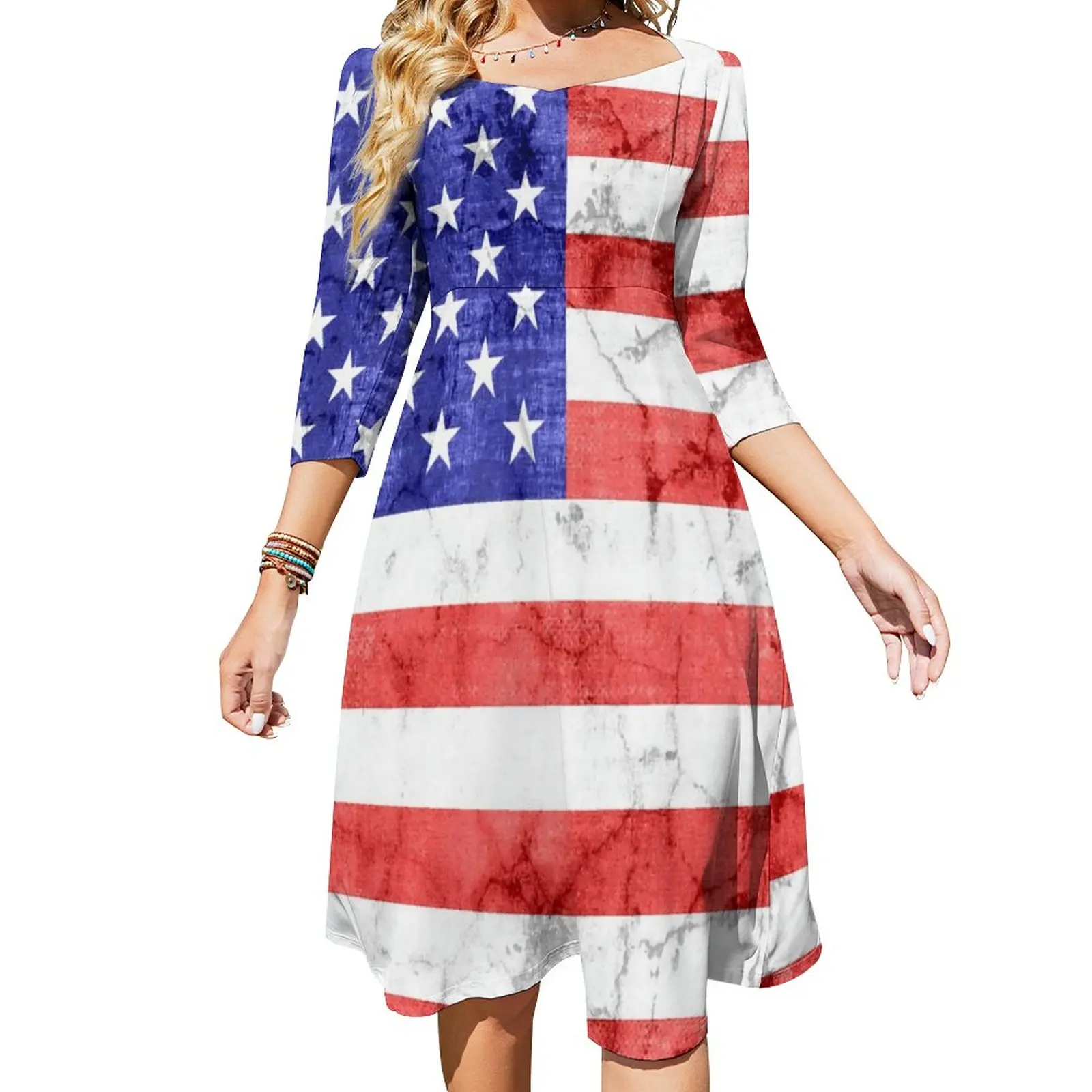 

Женское Повседневное платье с принтом в виде звезд