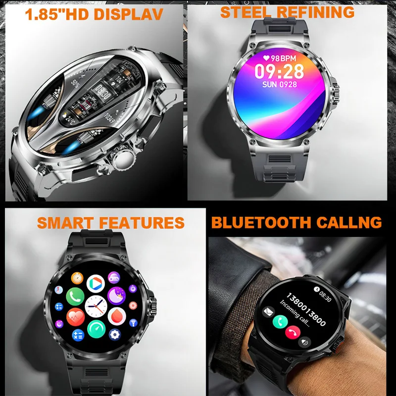 Смарт-часы V69 с голосовым вызовом 1 85 дюйма AMOLED-дисплей высокотехнологичные