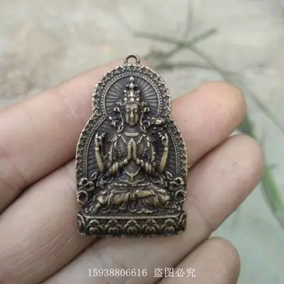 

Изысканная Античная двухсторонняя Подвеска из чистой меди тысяча рук Guanyin