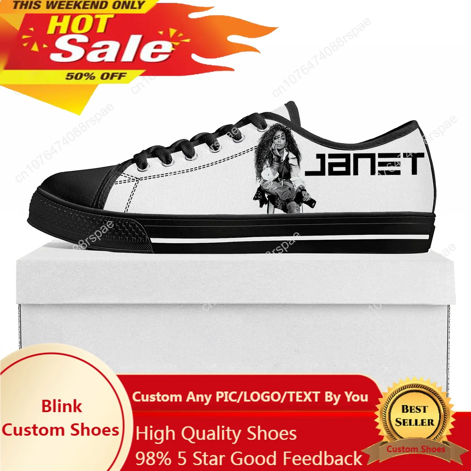 

Janet Jackson Singer Low Top High Quality Sneakers Mens Womens Teenager Canvas Light Sneaker Casual Couple Shoes Custom Shoe