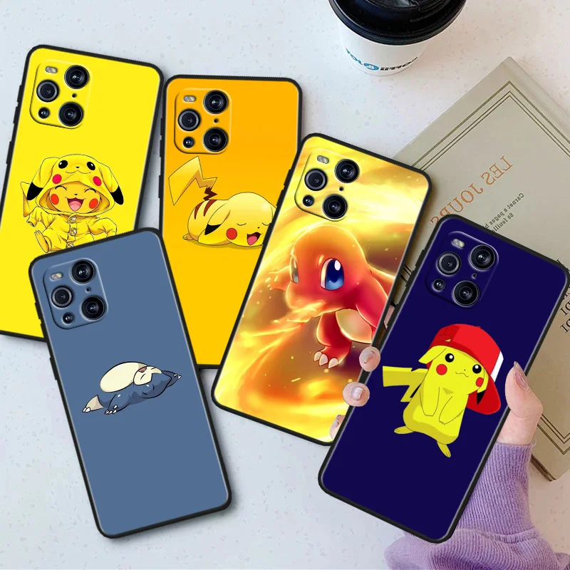 

Anime Pokemon Pikachu Phone Case For OPPO Find X5 X3 X2 K10 F21S F21 F9 F7 F5 Neo Pro Lite Black Silicone Soft Cover