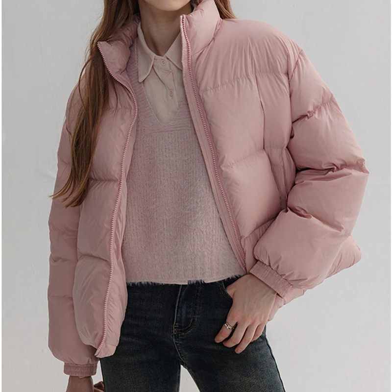 ITOOLIN женское повседневное однотонное теплое пуховое пальто на молнии с ложным