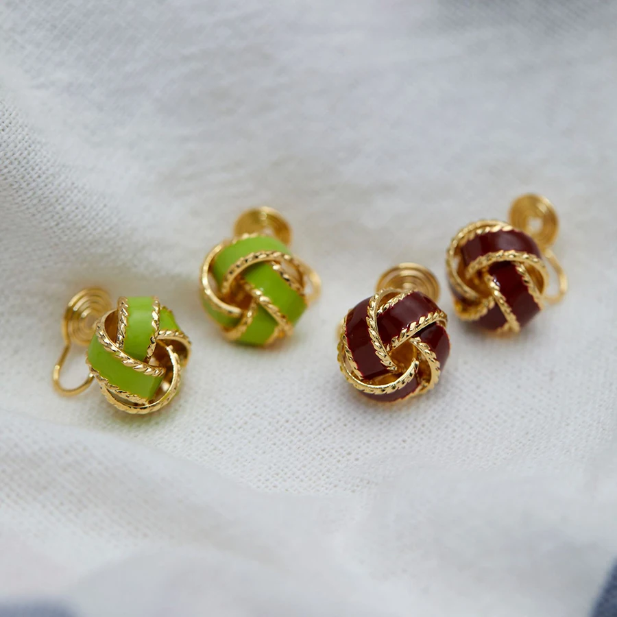 Женские эмалированные Серьги-клипсы элегантные французские серьги в ретро-стиле