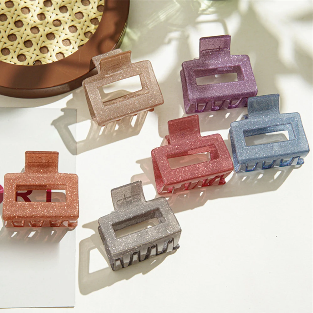 

2022 New French Glitter Pink Bath Barrette Acrylic Hair Clip Shark Claw Hairpin Fashion Head Accessories For Women Girl
