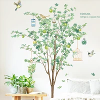 new summer green plant big tree bird cage flying bird pvc wall stickers living room bedroom study decoration painting home decor