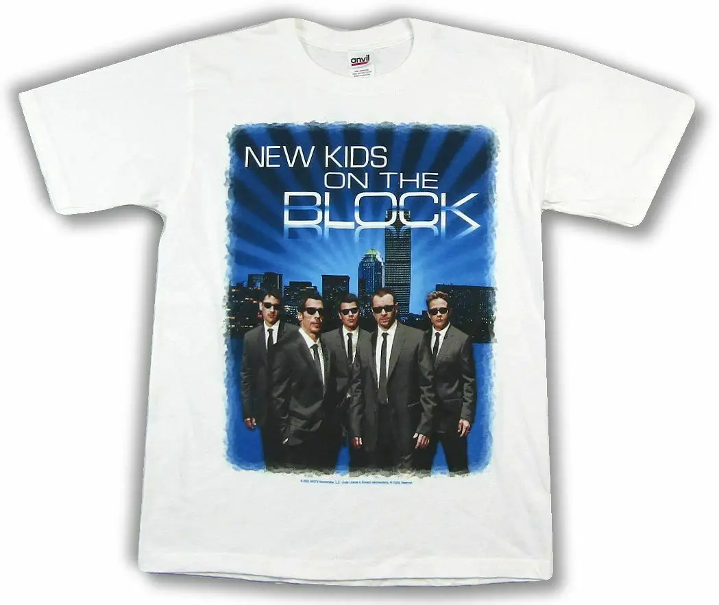 

New Kids On The Block Suits Pic 2008 Tour White T-Shirt NEW