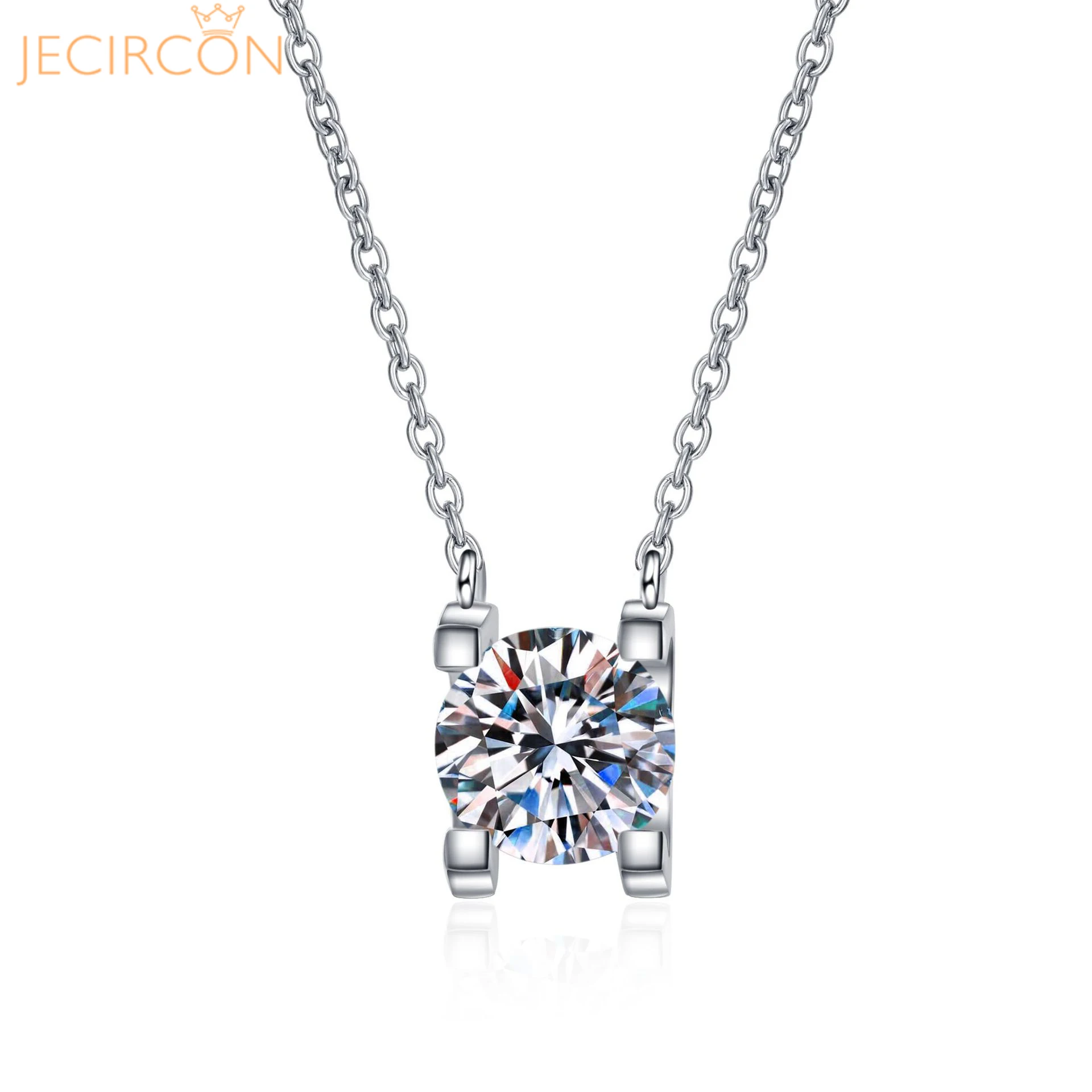 

JECIRCON 0.5/1/2ct Sparkling Moissanite Necklace for Women 925 Sterling Silver Plated Pt950 White Gold Rose Gold Pendant Jewelry