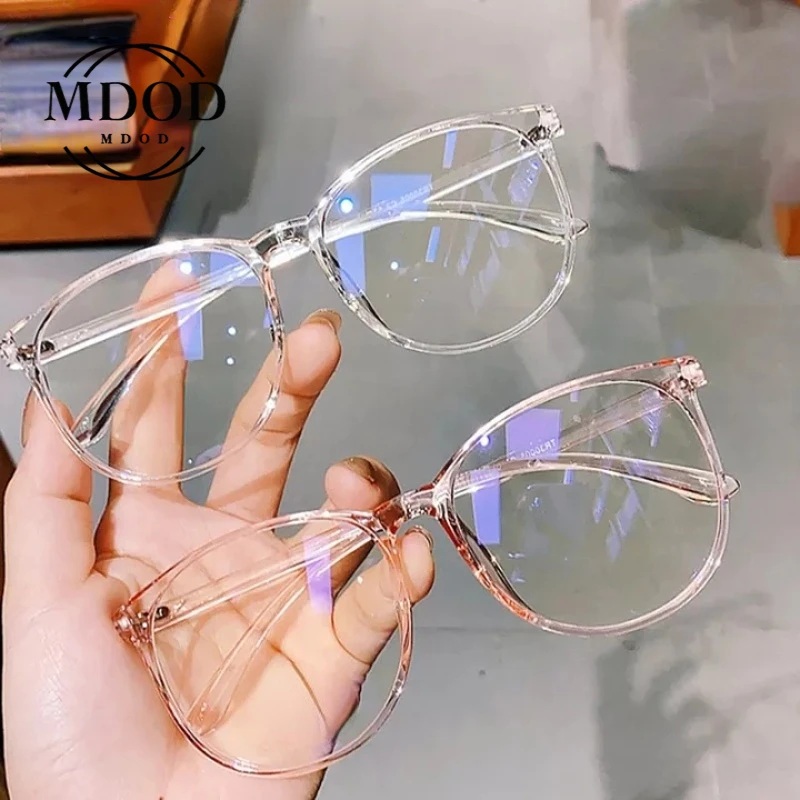 

Round Glasses Transparent Full Frame Summer Retro Style Goggles Fashion Flat Glasses Glasses for Women Blue Light Glasses