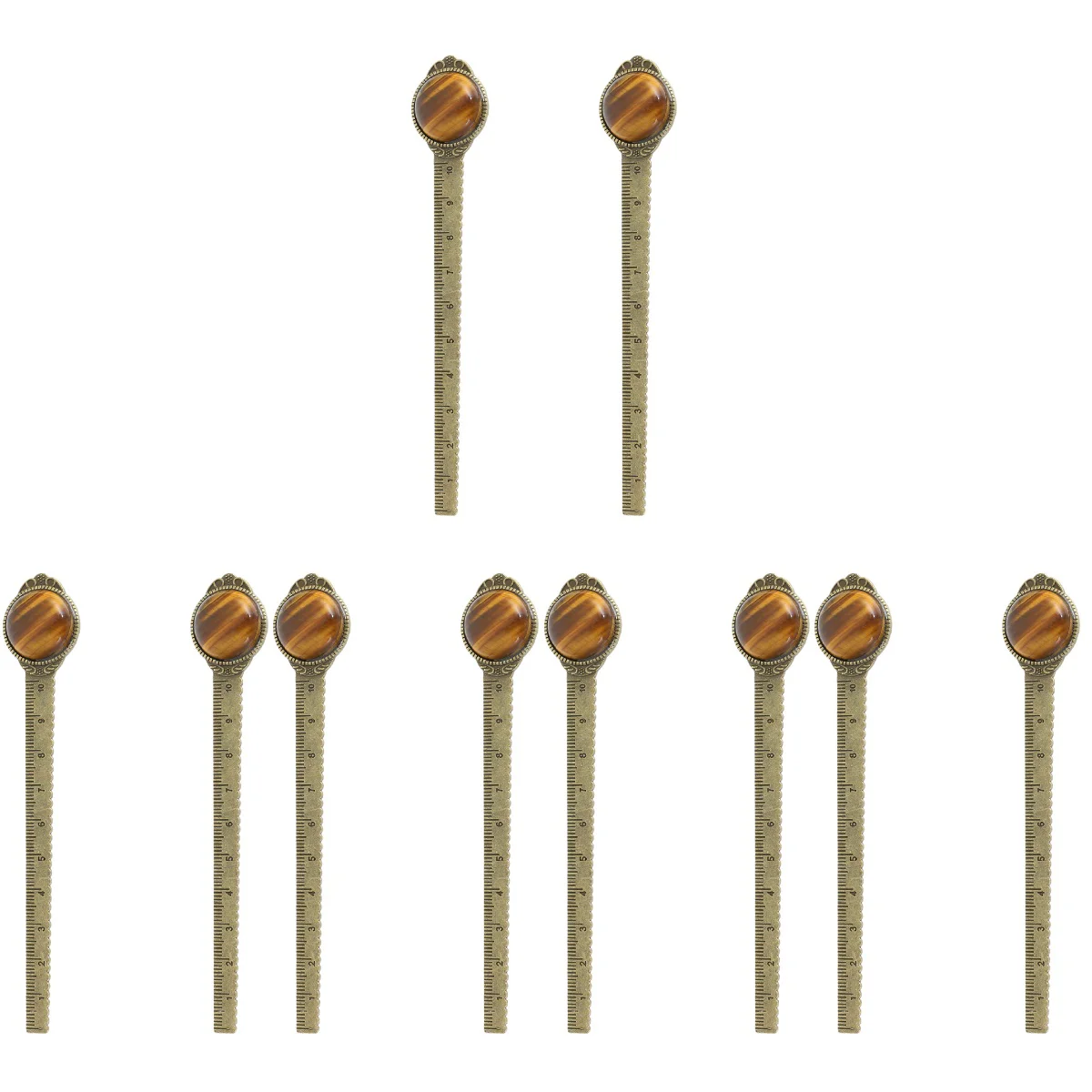 

10 Pcs Metal Ruler Decorative Ruler Bookmarks Crystal Stone Bookmarks