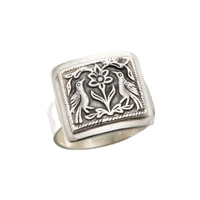 new retro silver color carving flowers bird rings for women and men punk fashion jewelry wedding party gift vintage finger ring