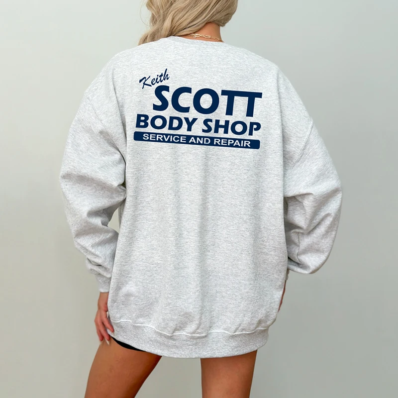 Keith Scott Body Shop Сервис и ремонт Женская толстовка с круглым вырезом Хлопок One Tree Hill